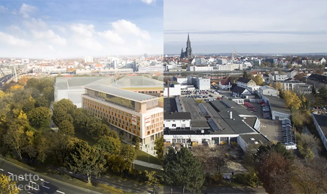 Architekturvisualisierung trifft auf echte Fotografie / Pro Invest mbH Ulm