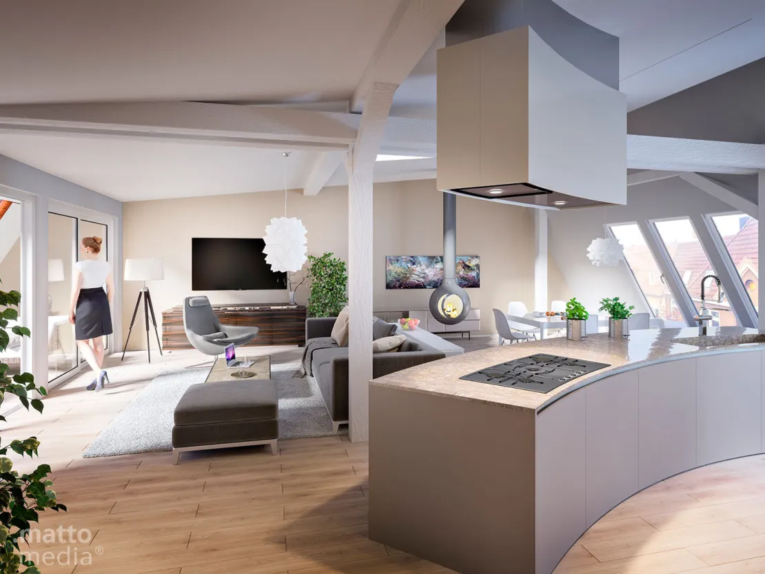 Moderner Wohnbereich in stilvollem Design / ULRICH SCHMIDT Immobilien GmbH Kiel
