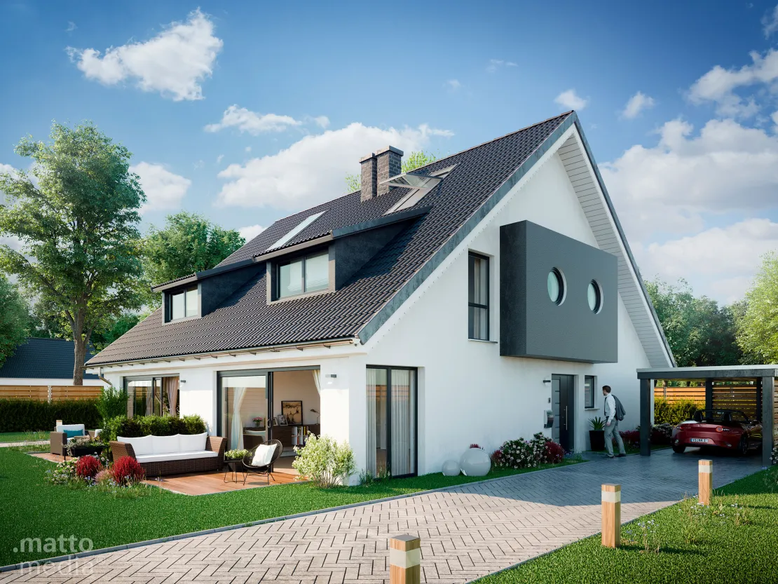 3D Architektur-Visualisierung eines einzigartigen Mehrfamilienhauses