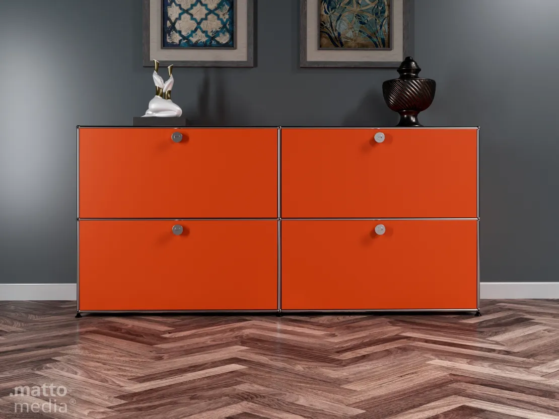 Sideboard in rot-orange/ USM Hauptansicht