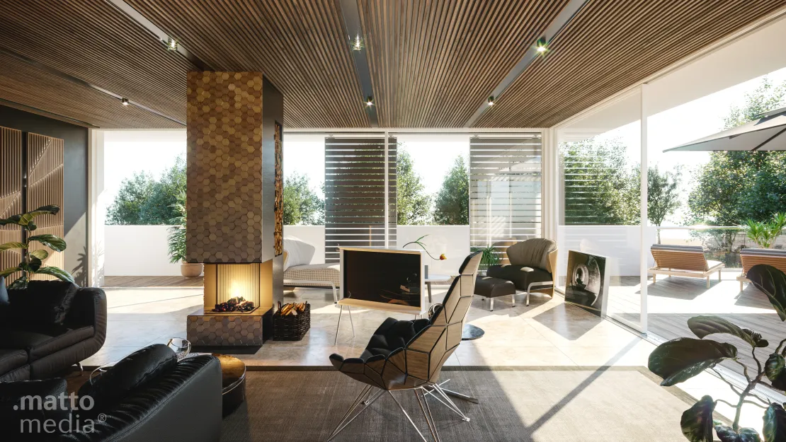 3D Visualisierung einer Wohnung mit edlem Interior