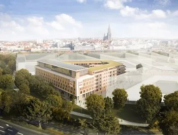 3D Architekturvisualisierung trifft auf echte Fotografie in Ulm
