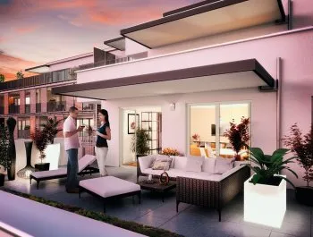 3D Visualisierung einer Penthouse Wohnung mit Dachterrasse 