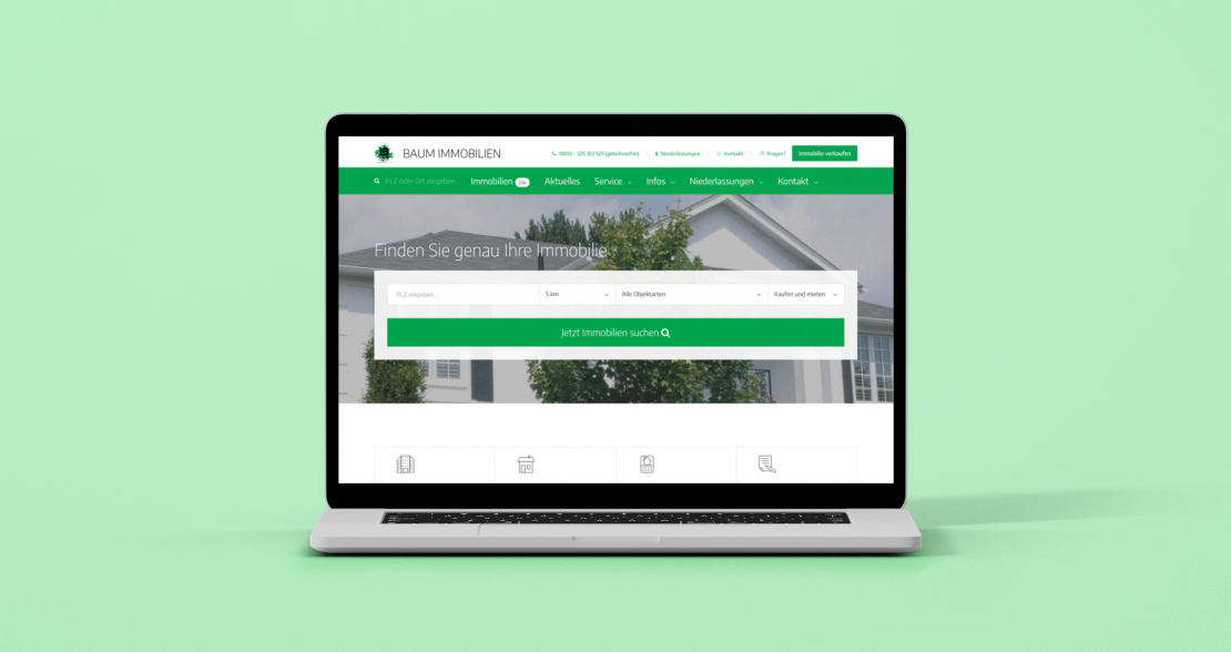 Website von Baum Immobilien aus Villingen-Schwenningen, Konstanz und Stuttgart